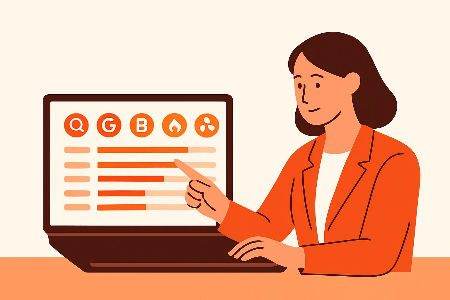 Marketing lead comparing AI answer citations across seven search engines on a laptop