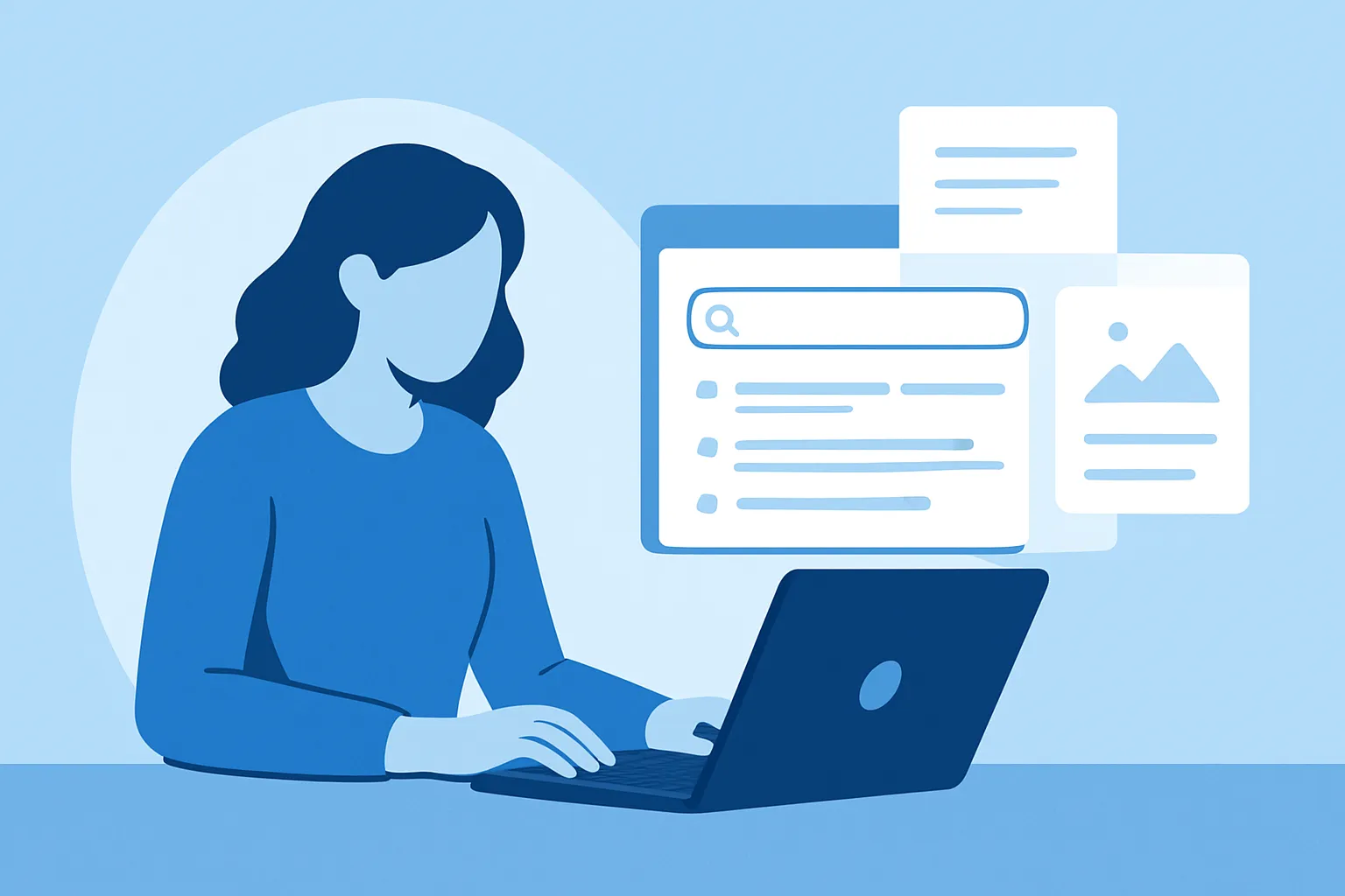 Marketing lead reviewing AI search answers and comparing cited competitor pages on a laptop