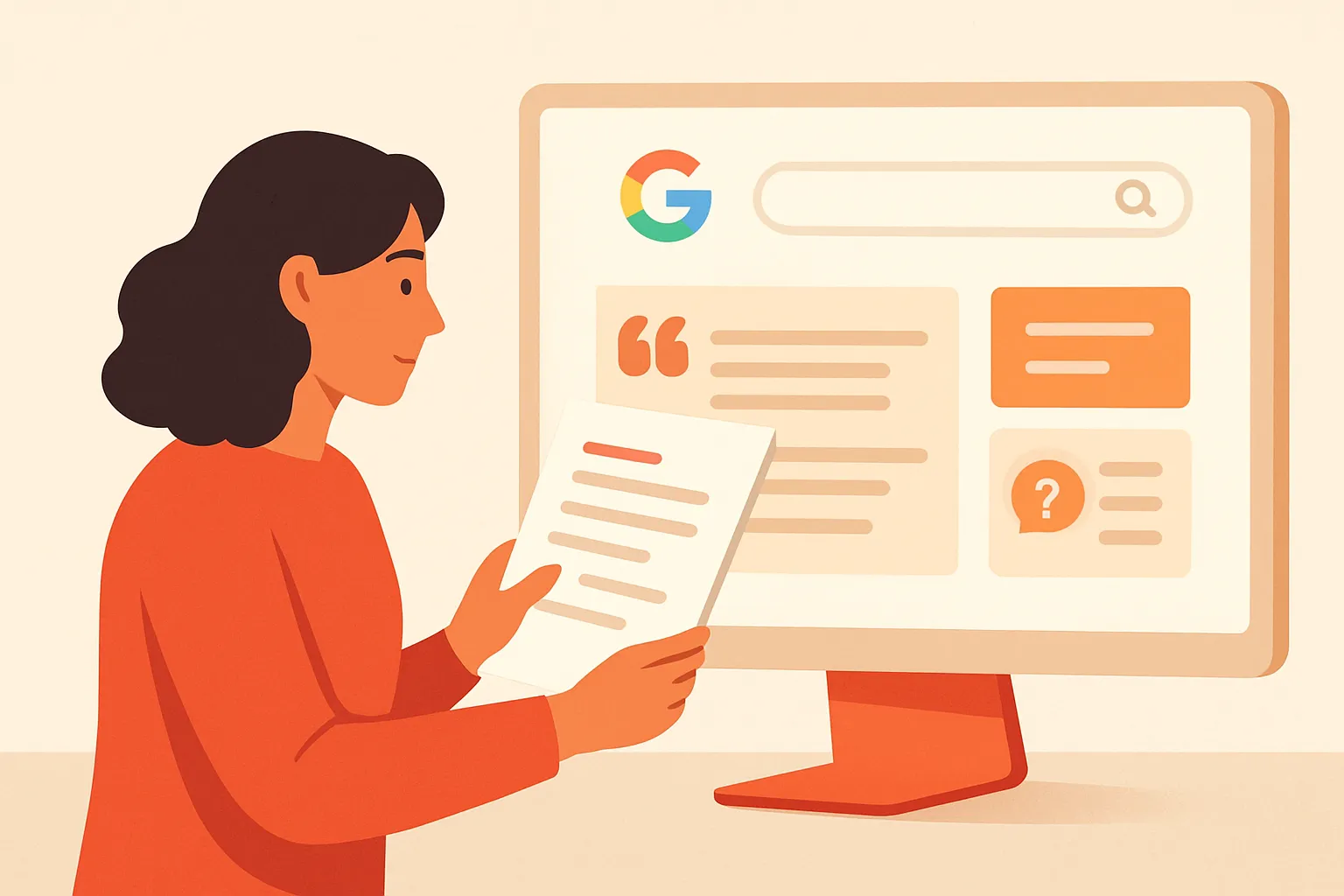 Marketing lead reviewing Google AI Mode citations beside buyer prompt results