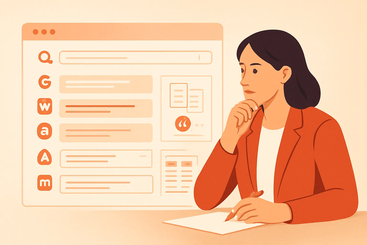 Marketing lead reviewing AI search answers, citations and competitor pages across seven engines