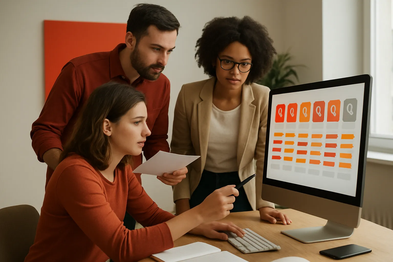 Marketing team comparing GEO software results across seven AI search engines